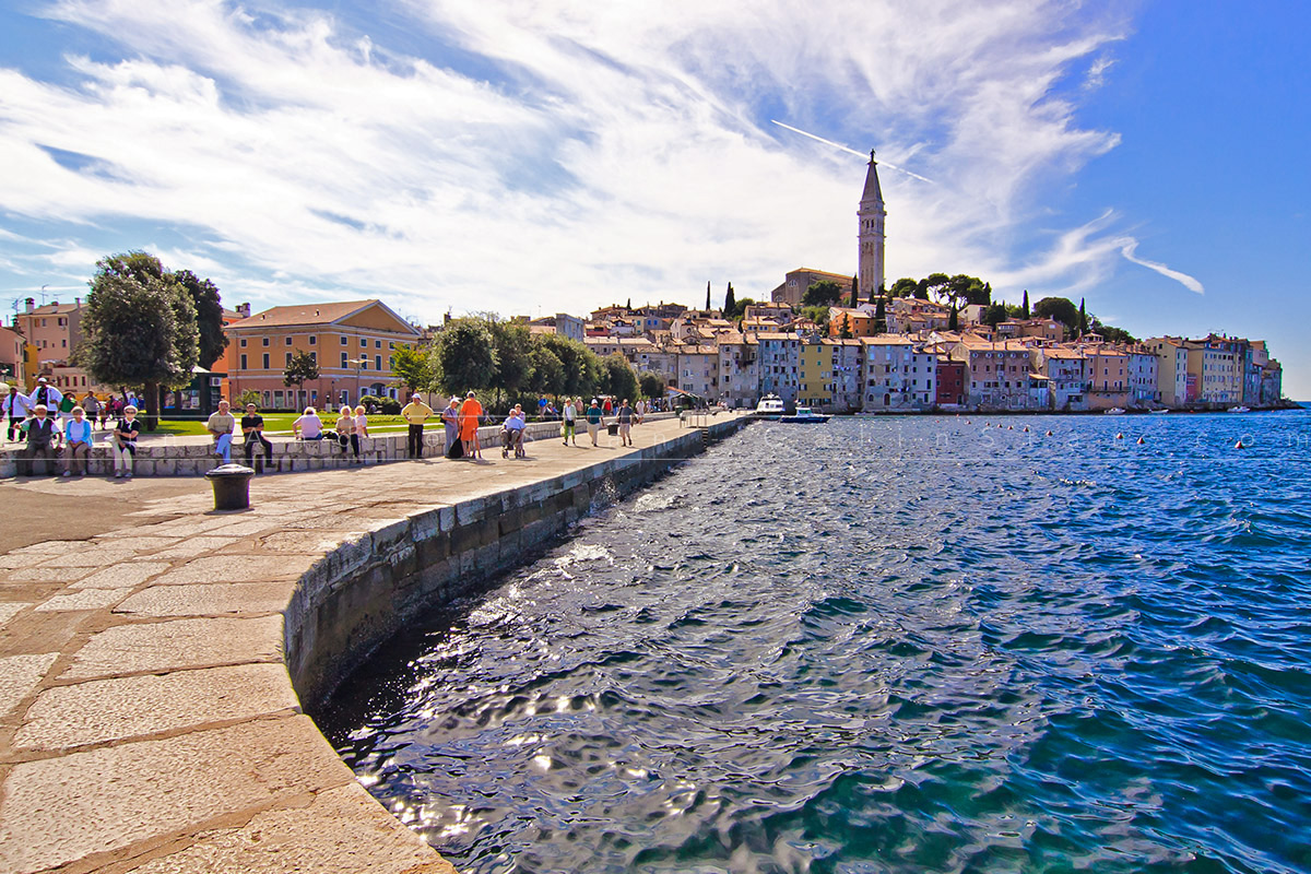 Beautifull view of Rovini Town in Croatia with Cathedral Tower